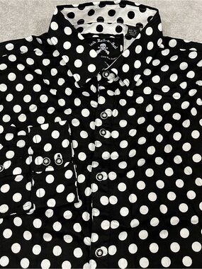 NWT Rock Roll N Soul Black Polka Dot Pearl Snap Long Sleeve Shirt Men's XL